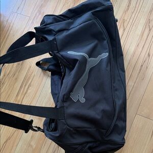 Puma Black Duffel Bag with Grey Jumping Cat Logo